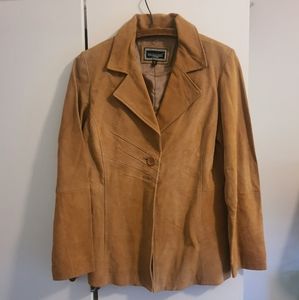Tan Leather Blazer Jacket